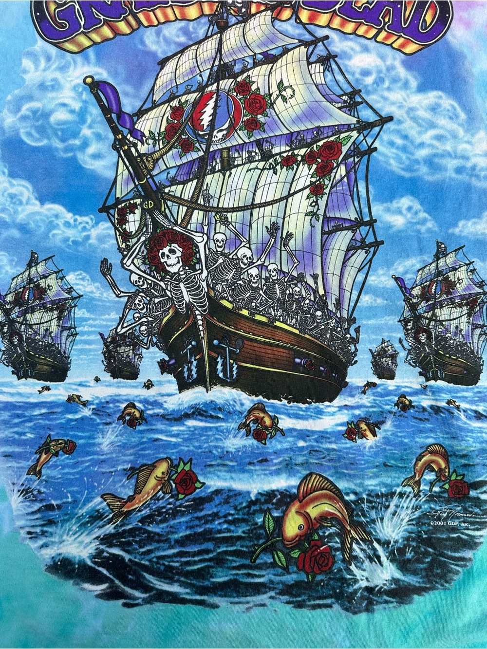 Liquid Blue Grateful Dead Ship of Fools Tie Dye T-Shirt Men's Size (XL) Y2K - Picture 4 of 9
